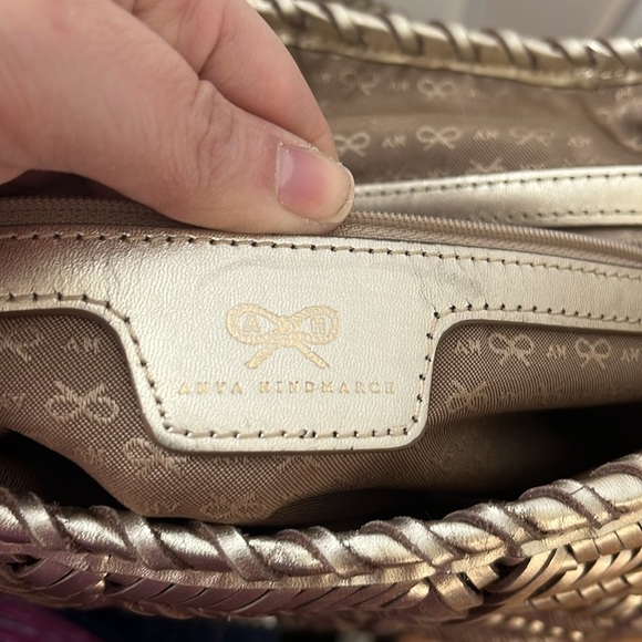 ANYA HINDMARCH woven metallic gold handbag - Picture 3 of 6